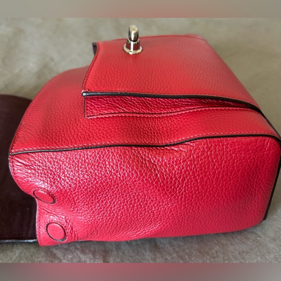 COACH Cassidy Pebble Leather Border Rivets Backpack/Top Handle inBright Cardinal - Picture 9 of 14